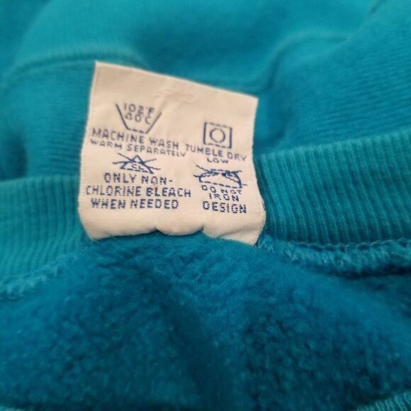 Vintage 80s Champion Reverse Weave Sweatshirt Crewneck Mens L Teal Blue USA - Picture 6 of 7
